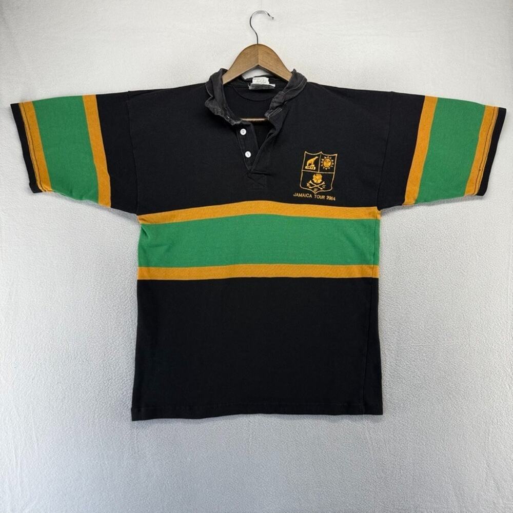 Vintage Jamaica Tour Rugby Shirt Men's Large Black Green Halbro Embroidered 2004